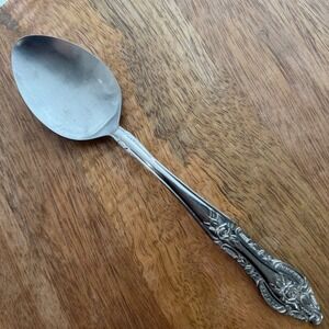 Vintage Serving Spoon Tablespoon Stanley Roberts Dynasty Rose Glossy Stainless